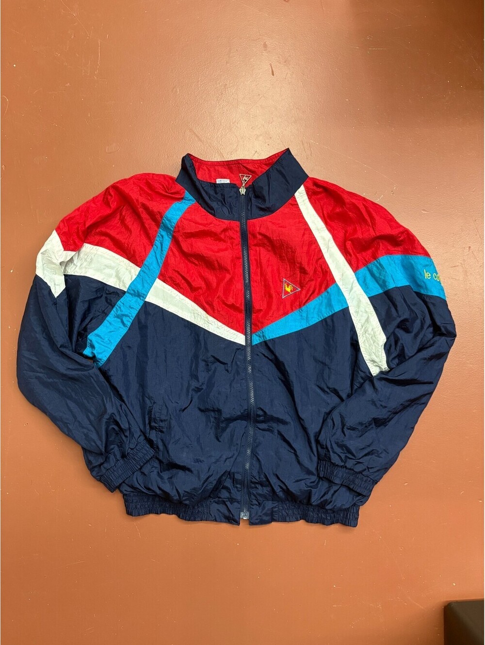 Vintage Le Coq Sportif Colorblock Windbreaker Jacket Large Nylon 80s 90s